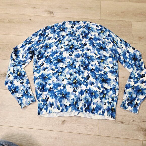 Lands' End Women's Blue Cardigan Sweater Size LG 14/16 100% Supima Cotton - Picture 4 of 4